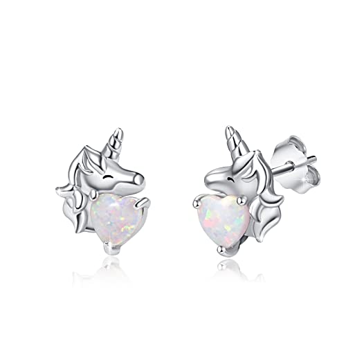 Einhorn Ohrringe Mädchen 925 Sterling Silber Einhorn Kinder Ohrstecker Einhorn Schmuck Geschenk für Frauen Mädchen Tochter von MEDWISE