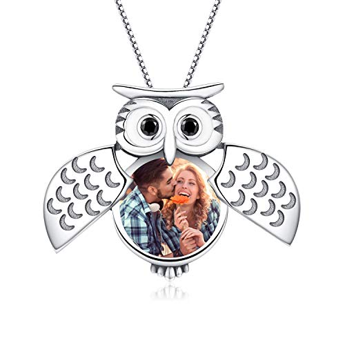 MEDWISE Eule Kette Damen Medaillon Personalisierte Kette Foto Anhänger Halskette Medaillon Erweitern Foto Eule Schmuck für Damen Mädchen von MEDWISE