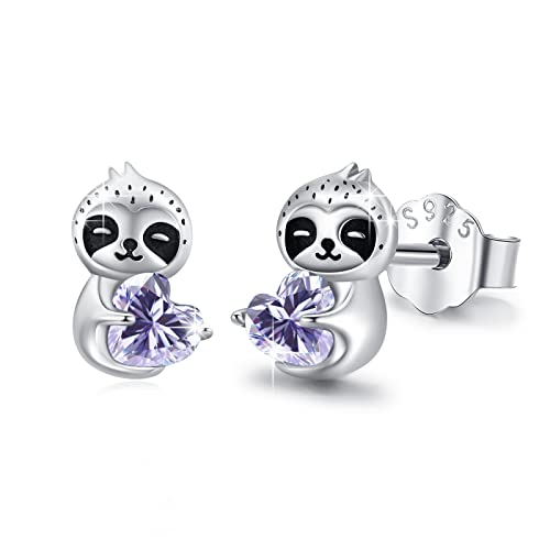 Faultier Ohrstecker Mädchen 925 Sterling Silber Faultier Ohrringe mit Helles Lila Herz Zirkonia Ohrringe Tier Ohrstecker Schmuck Faultier Geburtsstein Geschenke für Frauen Kinder Tochter Mutter Faultier Ohrstecker Mädchen 925 Sterling Silber Faultier Ohrringe mit Helles Lila Herz Zirkonia Ohrringe Tier Ohrstecker Schmuck Faultier Geburtsstein Geschenke für Frauen Kinder Tochter Mutter von MEDWISE