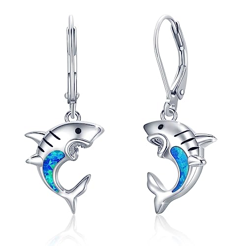 Hai Ohrringe Damen 925 Sterling Silber Opal Hai Ohrringe Hängend Tier Opal Ohrringe Ohrhänger Opal Schmuck Hypoallergen Geschenk für Frauen Mädchen Ehefrau Freundin von MEDWISE