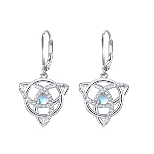 Keltische Knoten Mondstein Ohrringe 925 Sterling Silber Mondstein Hängend Ohrringe Hypoallergen Mondstein Schmuck Geschenke für Frauen Mädchen von MEDWISE