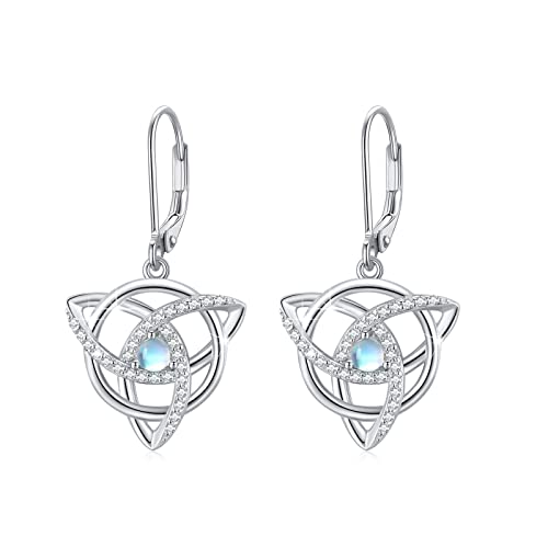 925 Sterling Silber Keltischer Knoten Ohrringe Mondstein Schmuck Geschenk für Frauen Mädchen, Silber von MEDWISE