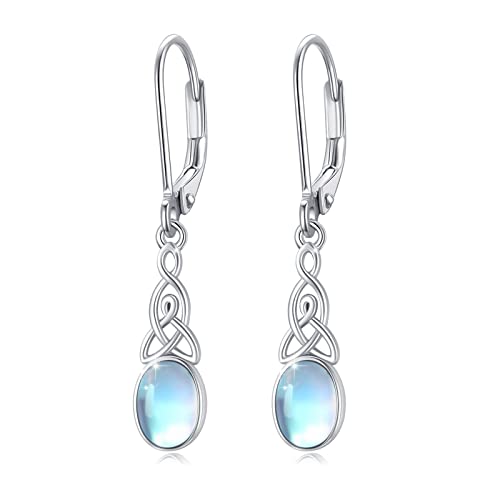 Damen Mondstein hängend Ohrringe 925 Sterling Silber Mondstein Keltische Knoten Ohrstecker Schmuck Geschenk für Frauen Mädchen von MEDWISE