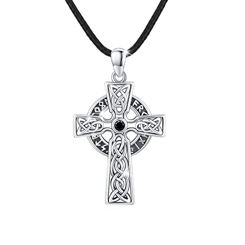 Keltisches Halskette 925 Sterling Silber ViKing Kreuz Kette Keltisches Kreuz Anhänger Keltisches Knoten Kette Vintage Anhänger Amulett Schmuck für Herren Sohn Jungen Damen Männer von MEDWISE