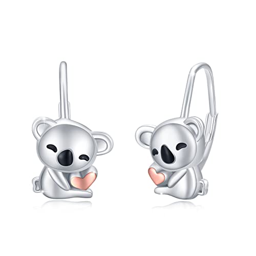 Koala Creolen Ohrringe Mädchen925 Sterling silber Koala Tropfen Leverback Ohrringe Süße Tiere Koalabär Schmuck Geschenke Hypoallergener für Damen Frauen von MEDWISE