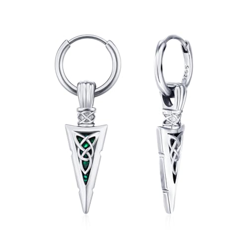 MEDWISE 925 Sterling Silber Pfeilspitze Creolen Ohrringe Keltische Ohrringe Herren Pfeil Anhänger Hängend Abalone Muschel Schmuck für Damen Herren Unisex Geburtstag Geschen von MEDWISE
