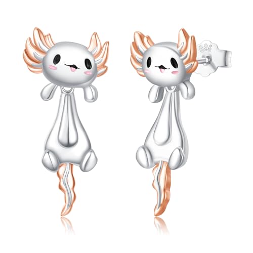 MEDWISE Axolotl Ohrringe 925 Sterling Silber Axolotl Ohrstecker Doppelter Verwendungszweck Ohrringe Schmuck für Tochter Mädchen Damen Frauen Geschenk von MEDWISE
