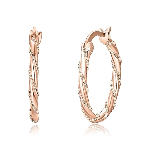 MEDWISE Creolen Ohrringe Damen 925 Sterling Silber 18mm Creolen Ohrringe Roségold Ohrringe Kreis Ohrringe Schlafen Kreolen Schmuck für Damen Mädchen Mutter Ehefrau Geburtstags Geschenke von MEDWISE