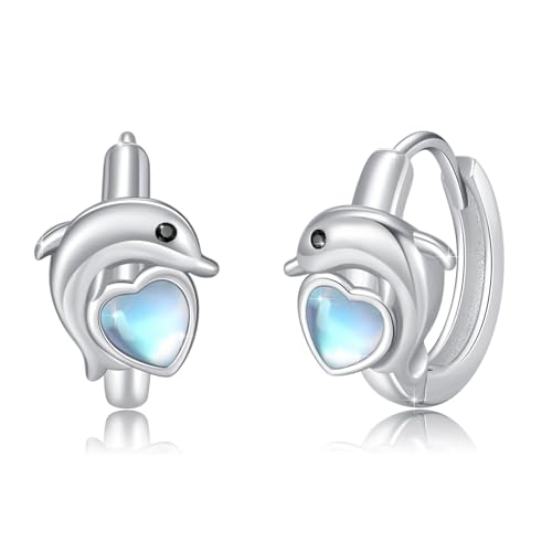MEDWISE Delfin Creolen Ohrringe Mädchen 925 Sterling Silber Mit Herz Mondstein Tiere Schmuck Geburtstag Geschenk für Damen Frauen Kinder Tochter Freundin Mutter Mama MEDWISE Delfin Creolen Ohrringe Mädchen 925 Sterling Silber Mit Herz Mondstein Tiere Schmuck Geburtstag Geschenk für Damen Frauen Kinder Tochter Freundin Mutter Mama von MEDWISE