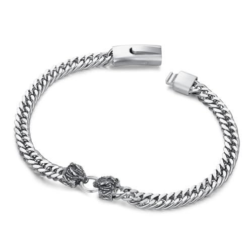 MEDWISE Drachen Anhänger Armband für Herren 925er Sterling Silber Wikinger 8.5 Zoll Edelstahl Armband 6mm Punk Schmuck für ihn Männer Vater Ehemann Bruder Sohn von MEDWISE