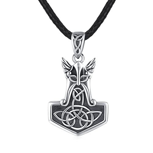 MEDWISE Thors Hammer Halskette 925 Sterling Silber Keltisches Kette Eule Kette Thor Hammer Kette Thors Hammer Anhänger Schmuck für Damen Teenager Geschenke von MEDWISE