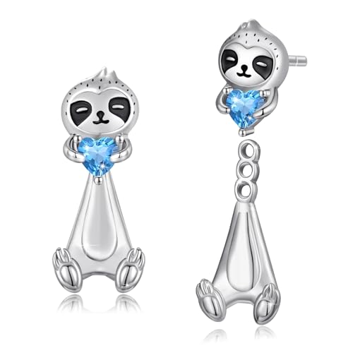 MEDWISE Faultier Ohrringe Mädchen 925 Sterling Silber Faultier Ohrstecker Doppelter Hypoallergen Faultier Schmuck Schmuck für Damen Kinder Tochter Frauen Geburtstag Weihnachts Geschenke von MEDWISE