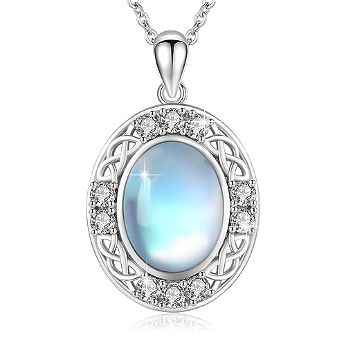 Mondstein Keltische Kette 925 Sterling Silber Mondstein Halskette Keltische Anhänger Mondstein Keltischer Schmuck für Frauen Damen Mädchen Freundin Tochter Freundin Weihnachten Geburtstagsgeschenk von MEDWISE