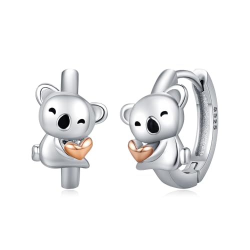 MEDWISE Koala Creolen Ohrringe Mädchen 925 Sterling Silber Koala Ohrringe Koala Schmuck für Damen Frauen Tochter Freundin Mutter Mama Mädchen Geburtstag Geschenk von MEDWISE
