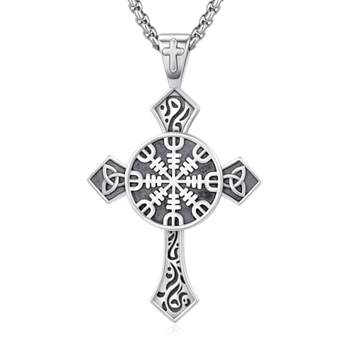 MEDWISE Kreuz Kette 925 Sterling Silber ViKing Keltisches Halskette Wikinger Anhänger Keltischer Vintage Anhänger Schmuck für Herren Männer Damen Geschenke von MEDWISE