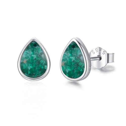 MEDWISE Malachit Ohrstecker Grün 925 Sterling Silber für Mädchen Hypoallergene Weihnachtsgeschenke für Frauen Tochter Ohrringe Kinder Geschenk von MEDWISE