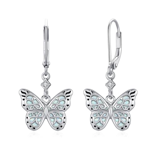 MEDWISE Opal Schmetterling Ohrringe Mädchen 925 Sterling Silber Unendlichkeitssymbol Anhänger Schmetterling Schmuck Weihnachten Geschenke für Frauen Tochter Kinder Geburtstag von MEDWISE