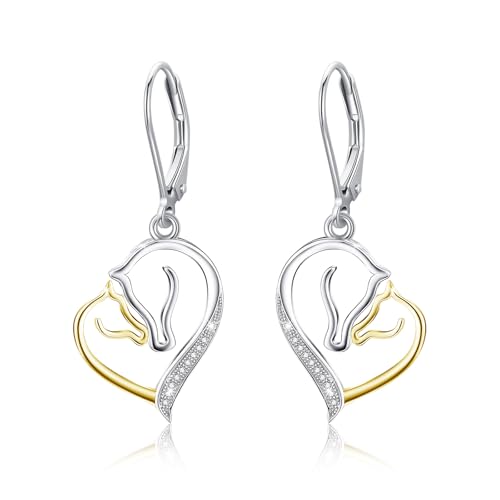 MEDWISE Silber 925 Sterlingsilber Hänger Ohrringe Pferd Schmuck Geschenk Hypoallergen für Damen und Mädchen von MEDWISE