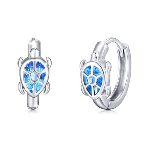 MEDWISE Schildkröte Creolen Ohrringe Mädchen 925 Sterling Silber Schildkröte Ohrringe Tiere Schildkröte Schmuck Geburtstag Geschenk für Damen Frauen Kinder Tochter Freundin Mutter Mama von MEDWISE