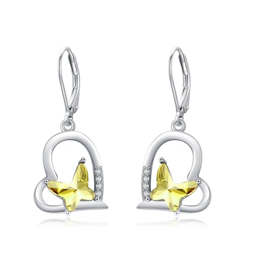 MEDWISE Schmetterling Ohrringe Mädchen 925 Sterling Silber Herz Ohrringe Hängend Tropfen Ohrringe Gelb Kristall Ohrringe Hypoallergener Schmetterling Schmuck für Damen Frauen Kinder Tochter Freundin MEDWISE Schmetterling Ohrringe Mädchen 925 Sterling Silber Herz Ohrringe Hängend Tropfen Ohrringe Gelb Kristall Ohrringe Hypoallergener Schmetterling Schmuck für Damen Frauen Kinder Tochter Freundin von MEDWISE