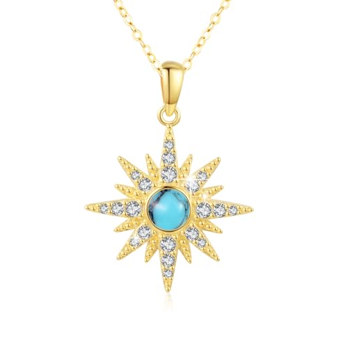 MEDWISE Stern Kette Frauen 925 Sterling Silber Gold Achtzackiger Stern Halskette Vergoldete mit Türkis Kette Gold Stern Geburtsstein Schmuck für Damen Mädchen Tochter Freundin Kinder Weihnachts MEDWISE Stern Kette Frauen 925 Sterling Silber Gold Achtzackiger Stern Halskette Vergoldete mit Türkis Kette Gold Stern Geburtsstein Schmuck für Damen Mädchen Tochter Freundin Kinder Weihnachts von MEDWISE