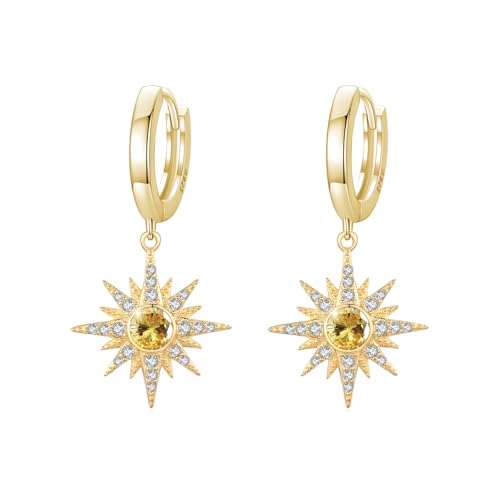 MEDWISE Stern Ohrringe Creolen für Frauen - 925 Sterling Silber, Gold Mit Gelb Zirkonia - Achtzackiger Stern Geburtsstein Schmuck für Tochter, Damen, Freundin MEDWISE Stern Ohrringe Creolen für Frauen - 925 Sterling Silber, Gold Mit Gelb Zirkonia - Achtzackiger Stern Geburtsstein Schmuck für Tochter, Damen, Freundin von MEDWISE