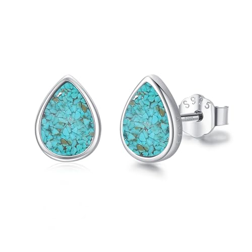 MEDWISE Tropfen Ohrringe Türkis Ohrstecker 925 Sterling Silber Ohrstecker für Mädchen Hypoallergene Weihnachtsgeschenke für Frauen Mutter Mama Tochter Ohrringe Kinder Geschenk von MEDWISE
