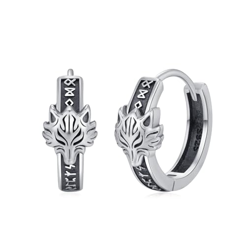 MEDWISE Wikinger Wolf Ohrringe 925 Sterling Silber Creolen Herren Keltische Ohrringe Hoop Wikinger Creolen Vintage Ohrringe für Männer Herren Damen Frauen von MEDWISE
