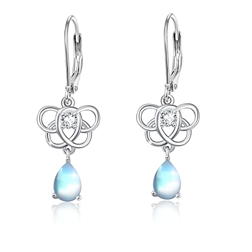 Damen Mondstein hängend Ohrringe 925 Sterling Silber Mondstein Keltischem Knoten Ohrstecker Schmuck Geschenk für Frauen Mädchen von MEDWISE