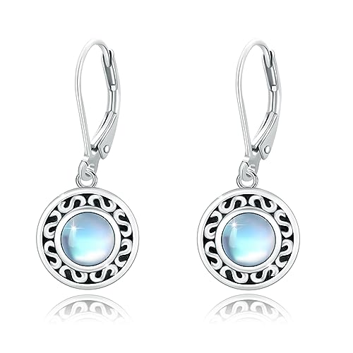 Mondstein Ohrringe 925 Sterling Silber Vintage Hängend Amulett Schmuck - Geschenke für Mutter, Mama, Frauen, Damen, Mädchen, Frau von MEDWISE
