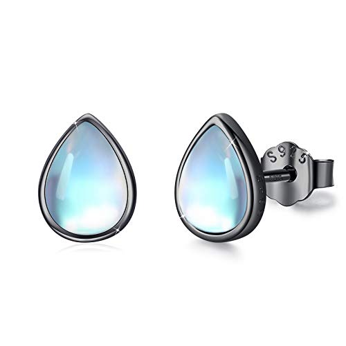 Mondstein Ohrstecker Schwarz S925 Sterling Silber Ohrstecker Schwarz Ohrringe für Mädchen Weihnachtsgeschenke für Frauen Mutter Mama Ohrringe Kinder Geburtstagsgeschenk von MEDWISE