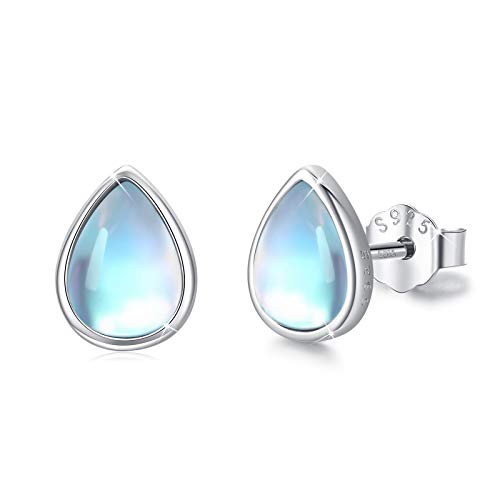 Mondstein Ohrstecker 925 Sterling Silber Ohrstecker Hellblau Ohrringe für Mädchen Kinder Geburtstagsgeschenk Weihnachtsgeschenke, Geschenke für Frauen Mutter Mama Ohrringe Geschenk für Sie von MEDWISE