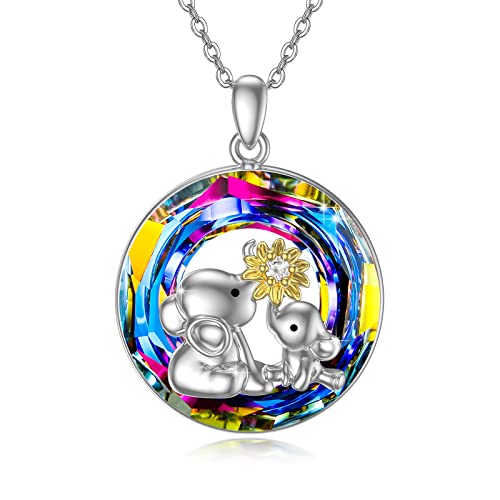 MEDWISE Damen Elefant Halskette 925 Sterling Silber Mutter Tochter Kette Muttertagsgeschenk Niedlicher Tier Elefant Anhänger Perfekten Geschenk für Mutter Mama Tochter Frauen von MEDWISE