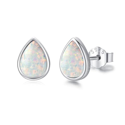 MEDWISE Opal Ohrstecker 925 Sterling Silber Wassertropfen Ohrstecker Ohrringe für Mädchen Kinder Hypoallergene Geburtstags Weihnachtsgeschenke für Frauen Mutter Mama Tochter Ohrringe Geschenk von MEDWISE