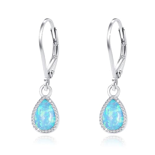 Opal Tropfen Ohrringe 925 Sterling Silber Blau Opal Hängend Ohrringe Mädchen Blau Ohrringe Hypoallergene Schmuck Geschenke für Frauen Opal Ohrringe für Damen Frauen Kinder Tochter Weihnachts von MEDWISE