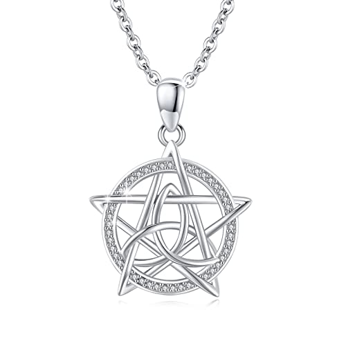 MEDWISE Pentagramm Halskette 925 Sterling Silber Keltischer Knoten Pentagramm Anhänger mit Zirkonia Schmuck Geschenke für Mutter Mama Damen Ehefrau Frauen Mädchen von MEDWISE