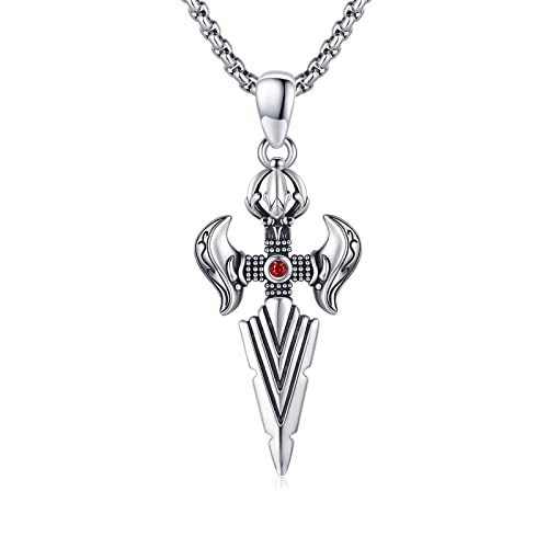 Pfeilspitze Kette 925 Sterling Silber Kreuz Halskette Viking Kette Keltische Vintage Anhänger Schmuck für Herren Männer Jungen Damen Teenager Geburtstagsgeschenk für Papa von MEDWISE