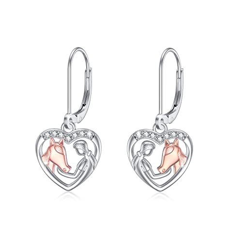 Pferd Ohrringe 925 Sterling Silber Pferd Leverback Ohrringe Niedliche Tier Ohrstecker Pferd Geschenk Mädchen Pferd Schmuck für Damen Frauen Mädchen von MEDWISE