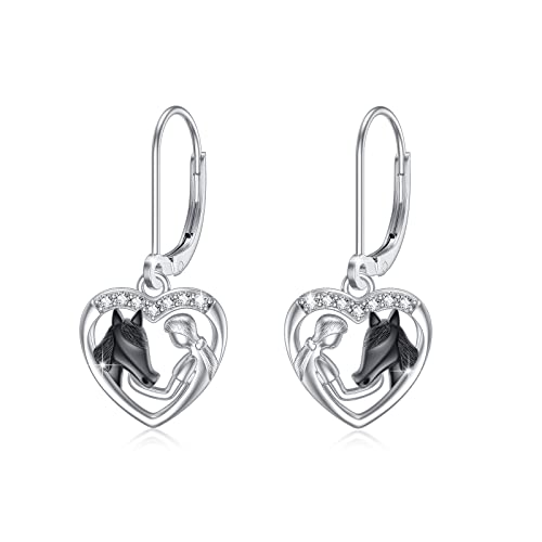 Pferd Ohrringe 925 Sterling Silber Pferd Leverback Ohrringe Niedliche Tier Ohrstecker Pferd Geschenk Mädchen Pferd Schmuck für Damen Mutter Mama Muttertagsgeschenk Ehefrau Frauen Mädchen von MEDWISE