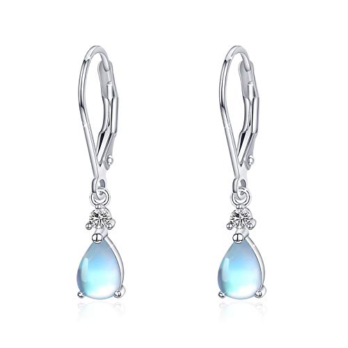 Regenbogen Mondstein Tropfen Ohrringe Edelsteine Ovale L¨¹nette Set 925 Sterling Silber Leverback Creolen f¨¹r Frauen Teen mit Schmuck Ohrringe Geschenkbox von MEDWISE