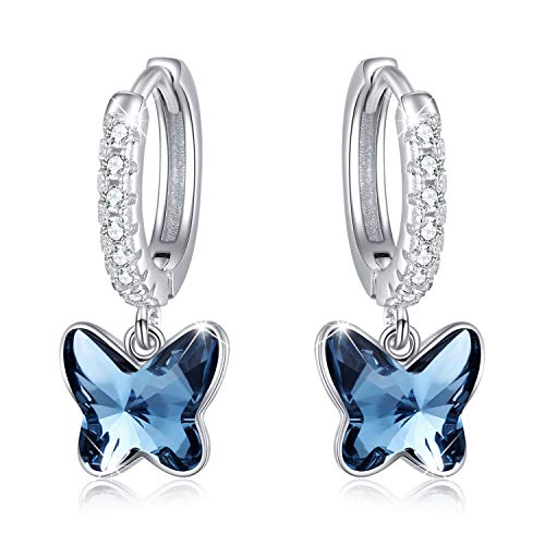 Schmetterling Creolen Ohrringe Mädchen 925 Sterling Silber Schmetterling Kleine Creolen Hängend Ohrringe Schmetterling Schmuck für Damen Kinder von MEDWISE