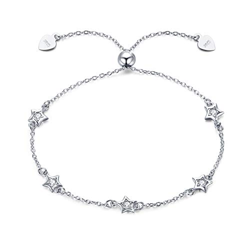MEDWISE Damen Stern Armband 925 Sterling Silber Verstellbar Stern Armbänder Schmuck Geschenke für Frauen Mädchen von MEDWISE