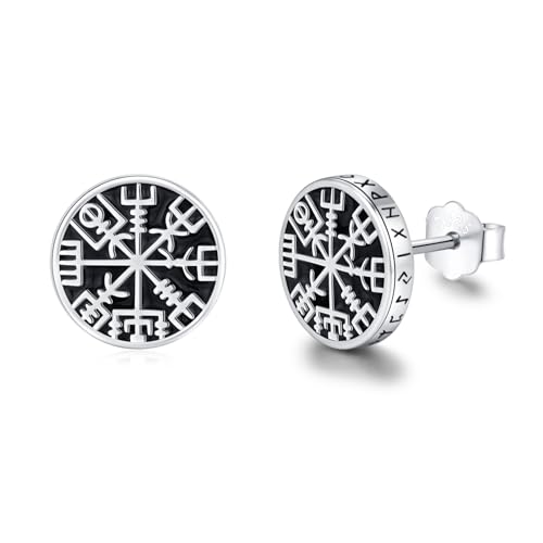 Sterne Ohrringe für Damen Herren,925 Sterling Silber Ohrringe Schmuck für Mädchen Zurück Stern Ohrringe Silber Mädchen Ohrstecker Hypoallergen für Männer und Frauen (Ohrringe-Wikinger) von MEDWISE