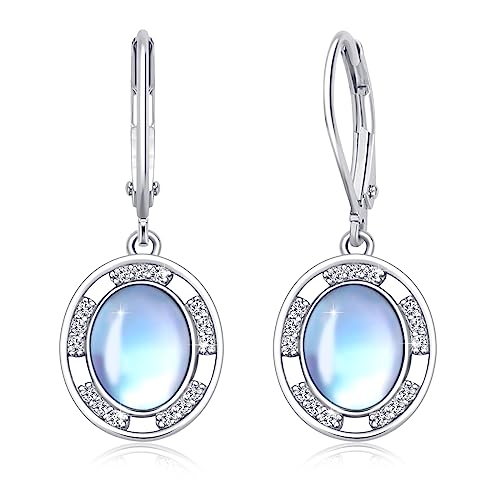 Mondstein Ohrringe Damen 925 Sterling Silber Mondstein Tropfen Ohrringe Hängend Ohrringe Regenbogen Mondstein Schmuck für Frauen Damen Mädchen Freundin Tochter Muttertagsgeschenk von MEDWISE