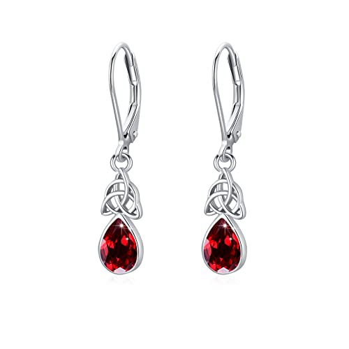 Tropfen Ohrringe Frauen 925 Sterling Silber Keltischer Knoten Rot Ohrringe Zirkon Ohrringe Keltischer Schmuck Geschenke für Damen Frauen Mädchen Tochter Ehefrau Mutter Mama Freundin von MEDWISE