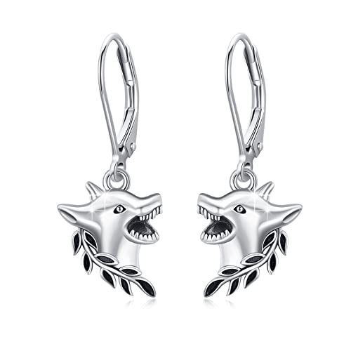 Wolf Ohrringe 925 Sterling Silber Wolf Ohrringe Ohrhänger Wolf Schmuck Geschenk für Mädchen Frauen Damen Mama Mutter von MEDWISE