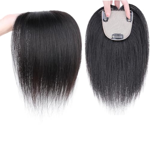 10-Zoll-Haarteile for Frauen 100% Echthaar-Topper Natürliche Schwarze Haarverlängerungen 9x9cm Sternenhimmel-Toupet Mit Netzbasis Clip-in-Top-Wiglets Bei Haarausfall/dünnem Haar/grauem Haar von MEECHI