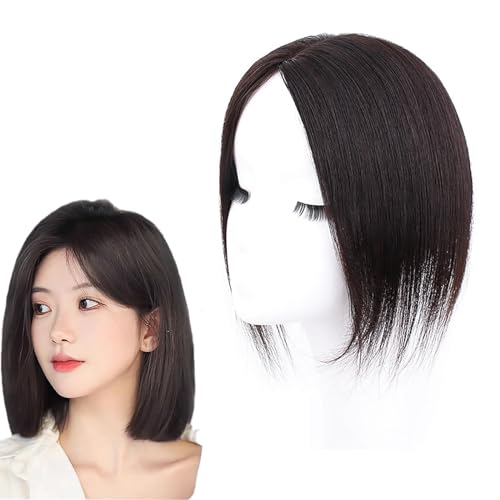 100% Echthaar-Topper For Frauen 10-Zoll-Haartoupet 7 X 9 Cm Große Netzbasis-Clip-in-Top-Haarteile Haarverlängerungen For Damen Bei Leichtem Haarausfall/Dünner Werdendem Haar/Grauem Haar (Color : von MEECHI