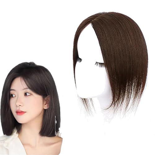100% Echthaar-Topper For Frauen 10-Zoll-Haartoupet 7 X 9 Cm Große Netzbasis-Clip-in-Top-Haarteile Haarverlängerungen For Damen Bei Leichtem Haarausfall/Dünner Werdendem Haar/Grauem Haar (Color : von MEECHI