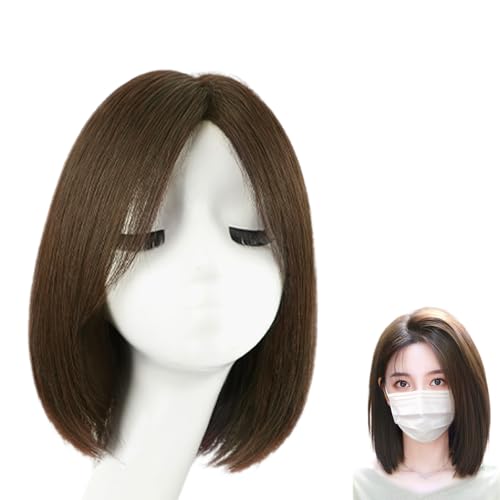 32 Cm Haarteile for Frauen 360°-Abdeckung Haarverlängerungen 100% Echthaar Haarteil Glatt Toupet for Dünner Werdendes Haar, Haarausfall, Graues Haar(Brown) von MEECHI